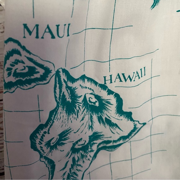 Vintage Hawaii Kole Kole Ruffled Turquoise Map print Dress with pocket - Picture 13 of 15